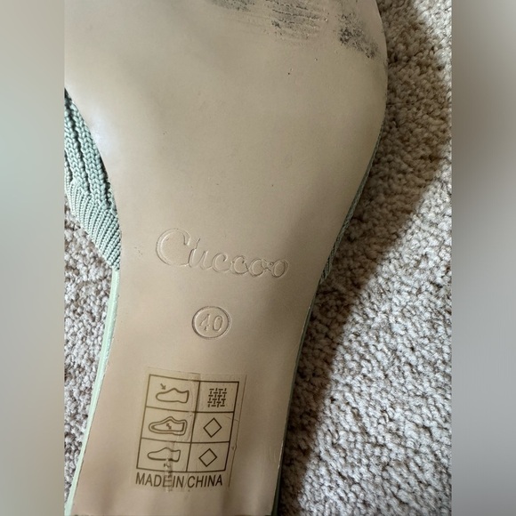 Cuccoo Green Kitten Heal Sandals Pointed Toe Size 40 - Picture 8 of 8